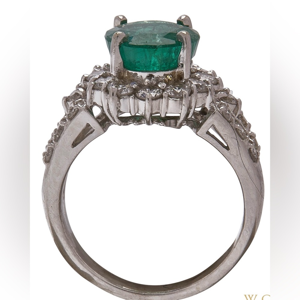 Stunning and appraised vintage 2.5 carat emerald and diamond ring from the 1930s - Picture 4 of 5